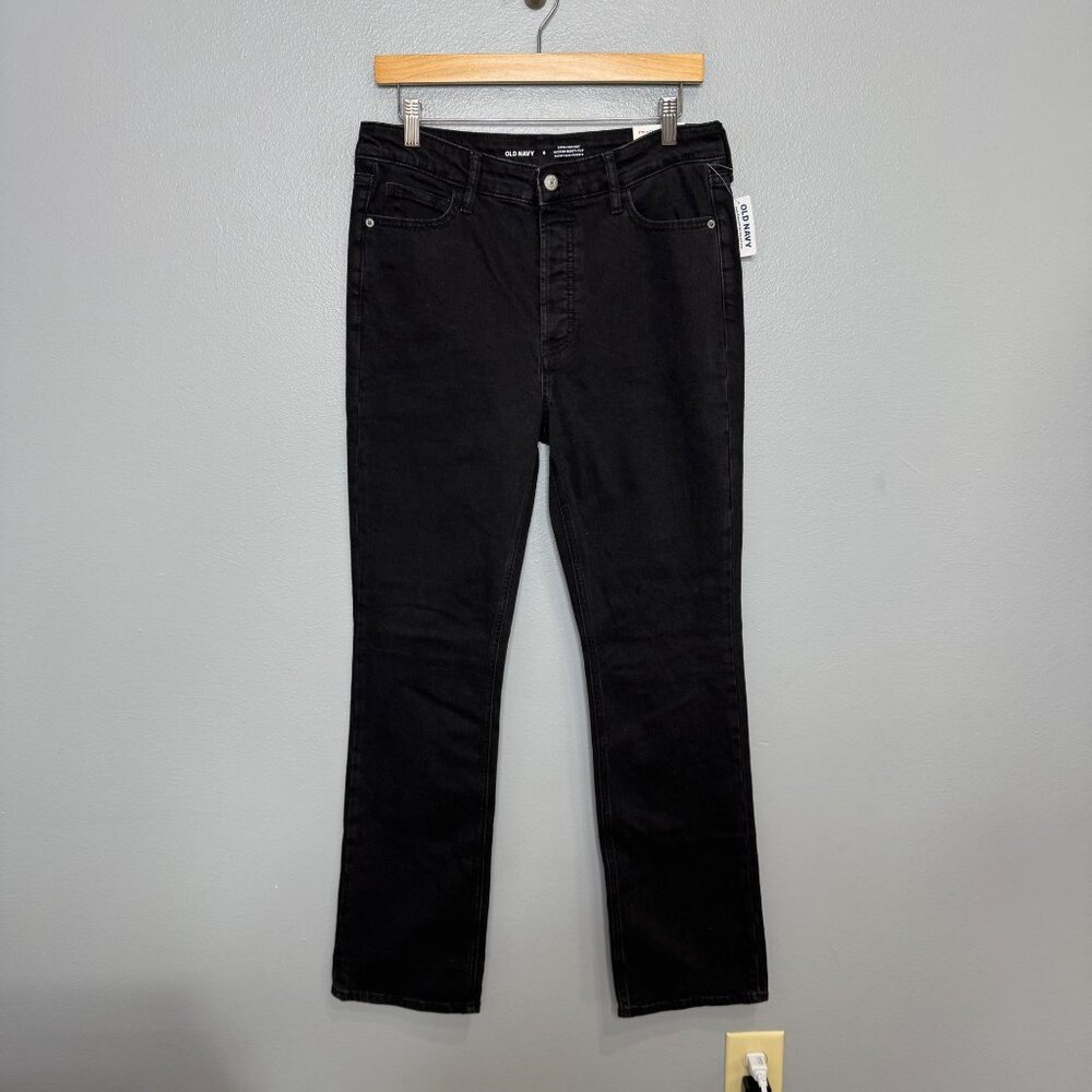 OLD NAVY extra high rise kicker boot cut jeans in black size 6 - Picture 2 of 8